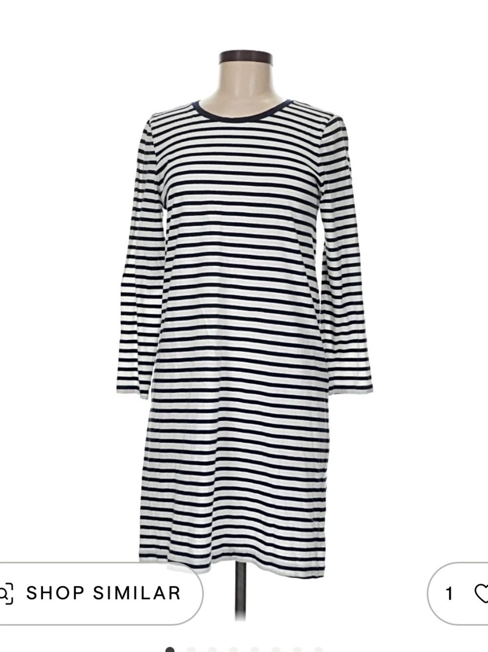 J. Crew Factory Striped Long-Sleeve Knit Dress - Navy and White